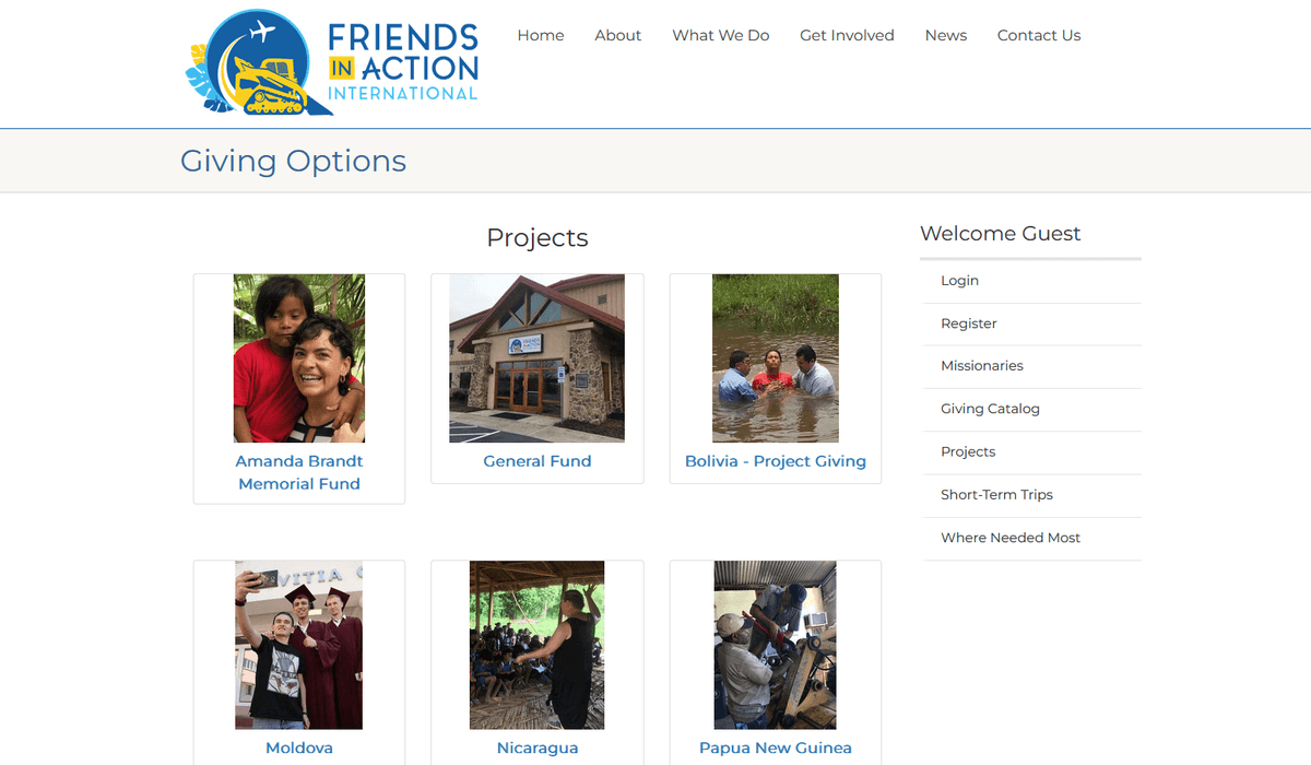 Friends in Action Giving Page